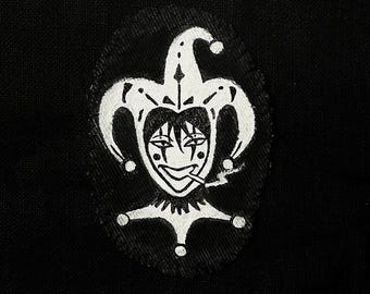medieval jester hand-made patches - sewn recycled denim