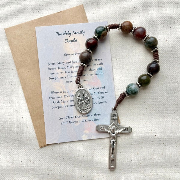 Holy Family Chaplet Catholic Devotion Confirmation Baptism Anniversary Gift made with stone beads durable rosary