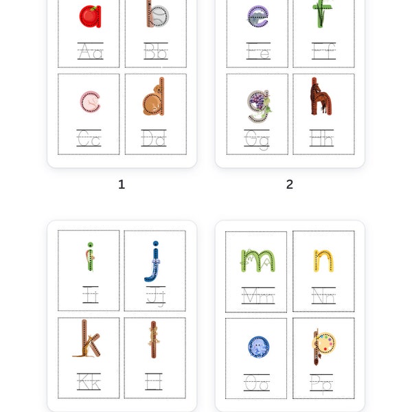 Alphabet mnémonique intégré de A à Z avec des images des sons les plus courants et des voyelles courtes