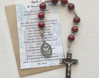 Saint Francis of Assisi Chaplet Catholic Devotion Confirmation Baptism Anniversary Gift made with stone beads durable rosary