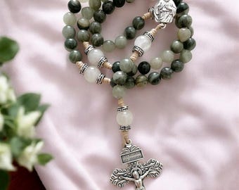 Saint Jude Handmade Rosary - Natural Stone beads Durable cord - Patron of the Impossible - Prayer and Devotion - Catholic Gift Christmas