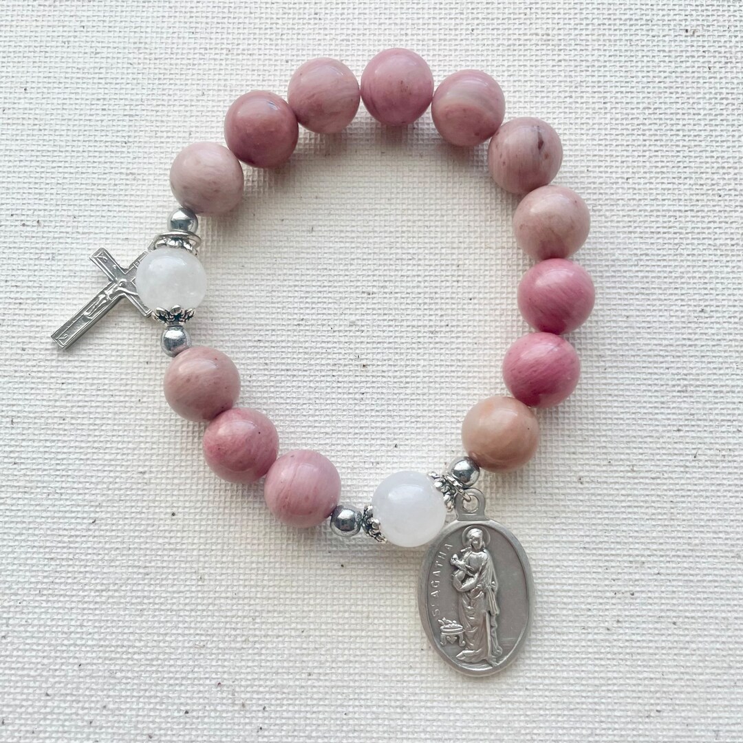 Saint Agatha Rosary Bracelet Patron Saint of Breast Cancer Made With