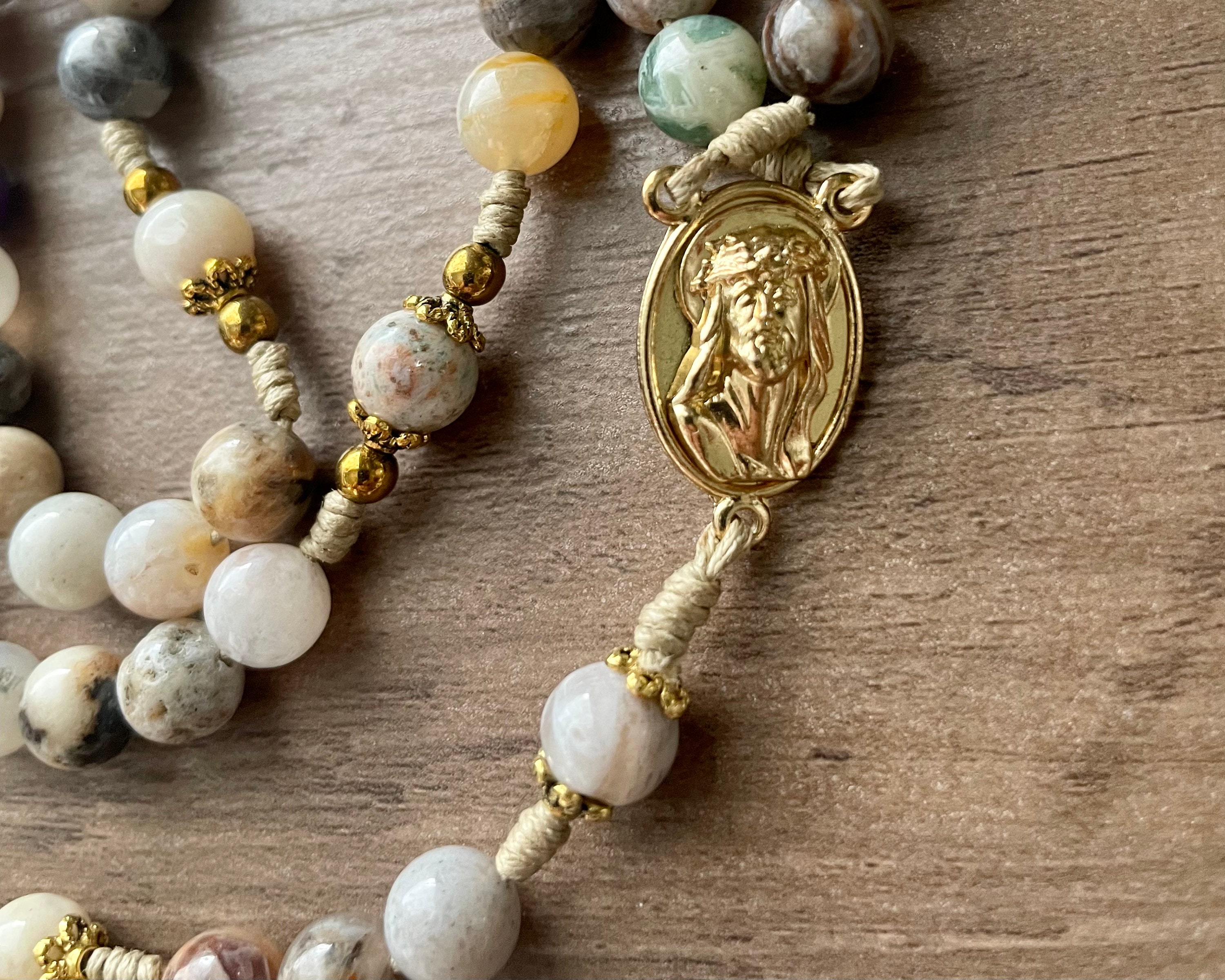 Our Lady Undoer of Knots Handmade Rosary Stone Beads Cord - Etsy