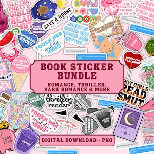 40 Digital Bookish, Thriller, Dark Romance, Smut Sticker Bundle, Printable Bookish Stickers, Kindle Stickers, Booktok, PNG, GoodNotes