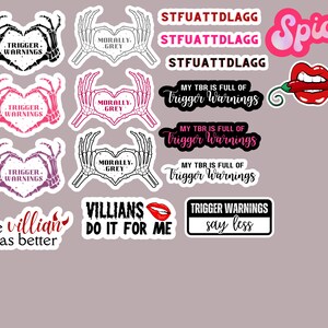 40 Digital Dark Romance Reader Stickers, Printable Dark Romance Booktok Sticker Bundle, Villain, Romance, GoodNotes, Kindle Stickers image 10