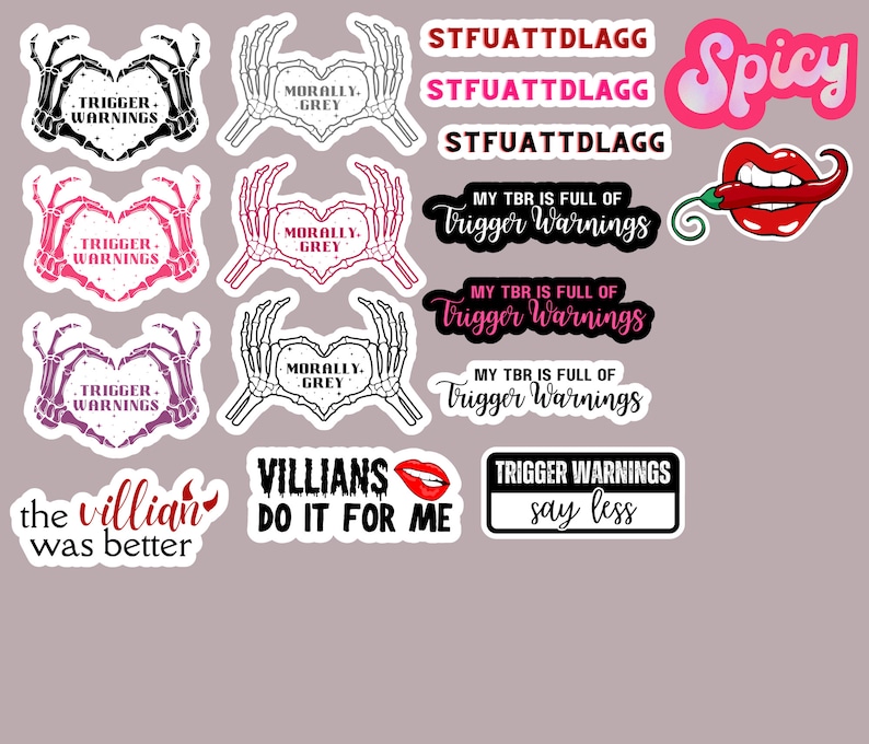 40 Digital Dark Romance Reader Stickers, Printable Dark Romance Booktok Sticker Bundle, Villain, Romance, GoodNotes, Kindle Stickers image 10