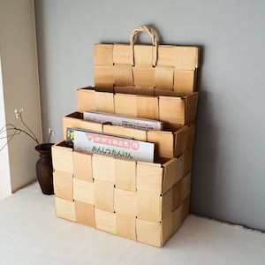 Pine Wall Magazine Rack for Home Storage Estonian Document Organizer