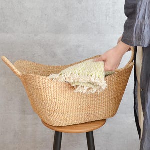 Organizing Basket with Ring Handles – Handwoven Water Hyacinth, S M L Sizes