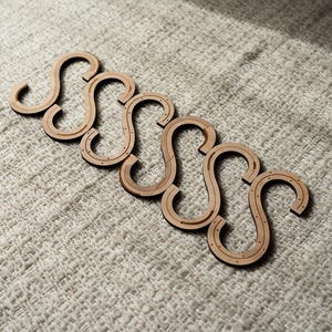 Wooden S Hook for Hanging and Storage Decorative Birch Hook from Lithuania