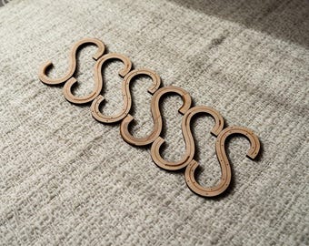 Wooden S Hook for Hanging and Storage Decorative Birch Hook from Lithuania