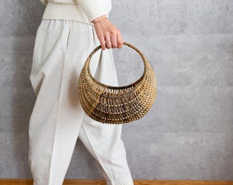 Willow Gondola Shopping Basket for Market and Storage German Carry Basket