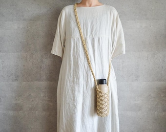 Woven Bottle Holder for Water Bottles Thai Kok Grass Crossbody Carrier with Strap