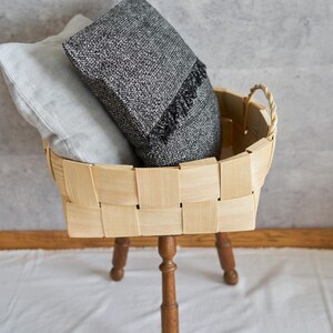 Round Pine Basket with Handles for Home Storage Estonian Apple Basket