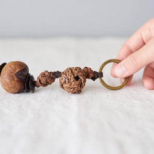 Chestnut Keychain for Daily Use Japanese Woven Vine Key Ring