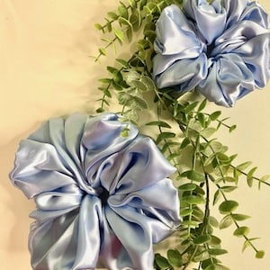 Blue easter satin XL scrunchie handmade hair tie hair elastic spring silky hair accessory summer hair accessories light blue scrunchies