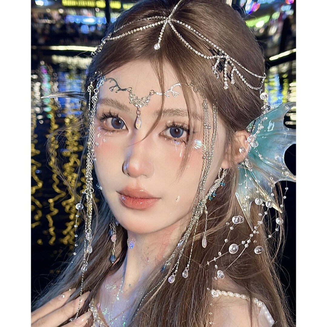 Blue Mermaid Earrings, Mermaid Headwear, Mermaid Jewelry for Girls