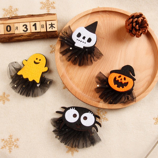 Halloween Spooky Pumpkin Headdress, Daily Necessities Headwear, Web Monster Hair Clips, Spider Pumpkin Skull Ghost Hair Clips