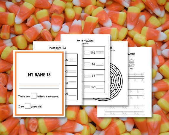 Printable Kindergarten Halloween Worksheet Workbook Activity - Etsy