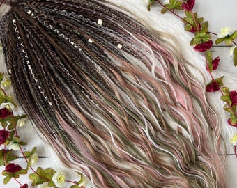 Natural Pastel Tone Dreadlock Set – Ombre Gradient - DE SE Dreads – Earthy Kanekalon Boho Extensions