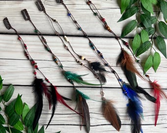 Boho Feather Hair Clip: Braided Bead Dreads Jewelry
