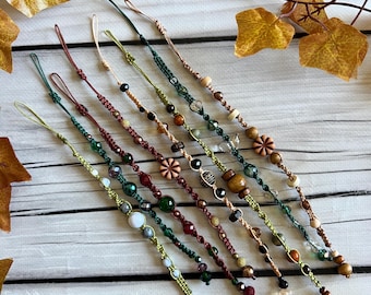 Handmade Macrame Hair Jewelry, Boho Dreadlock Accessories, Beaded Hair Wrap (Autumn Forest)