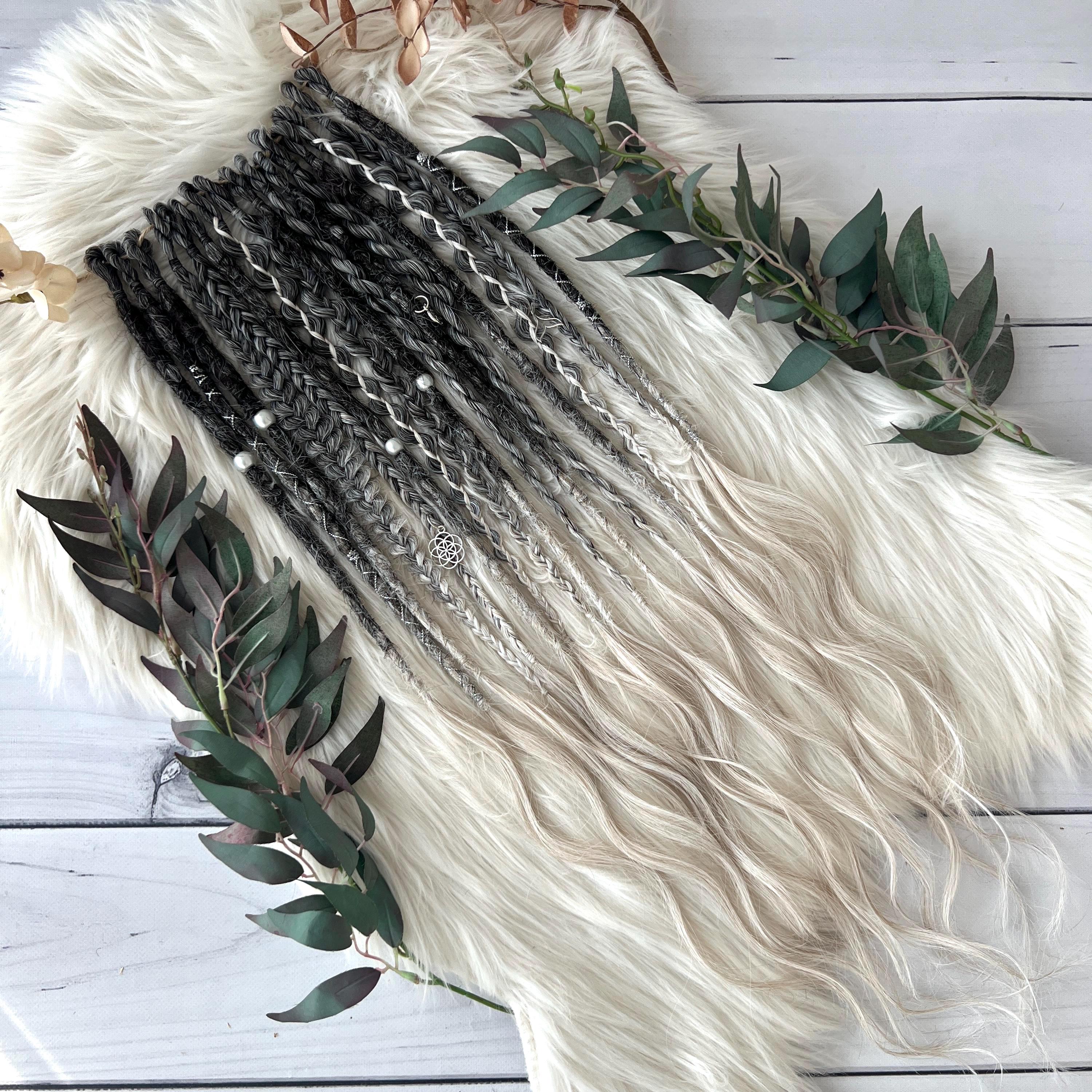 Silver & Blonde Ombre Dreadlocks with Loose Wavy Ends - Handmade SE DE Synthetic Dreads