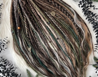 Natural Tone Dreadlock Set – Woodland colors - DE SE Dreads – Earthy Kanekalon Boho Extensions