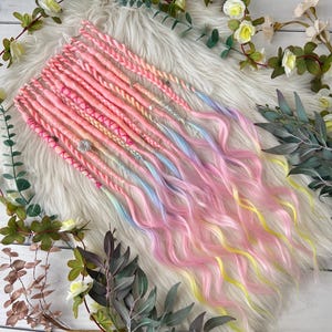 Pastel Ombre Dreadlocks: Candy Pink, Lilac, Blue Kanekalon Dreads