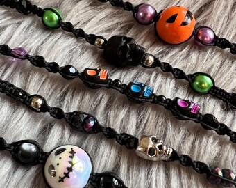Mini Macrame Halloween Dreadlock Jewelry, Spooky Dread Charms, Handmade Loc Accessories