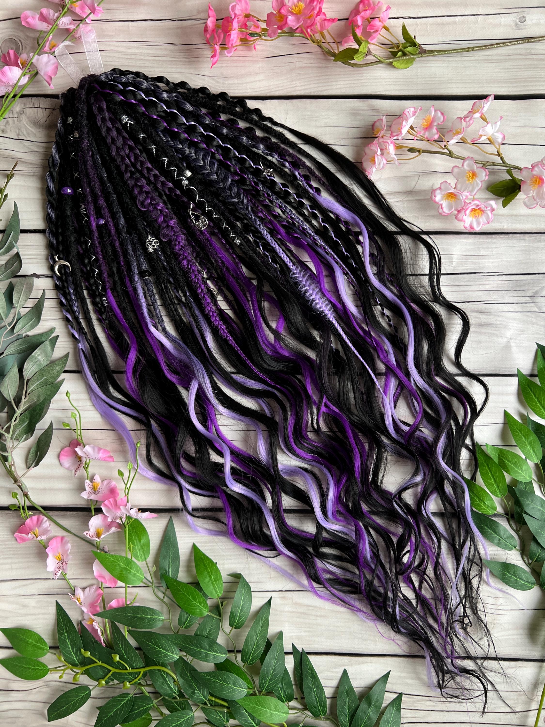 Handmade Black and Purple Ombre Dreadlock Extensions: Boho  display picture 1