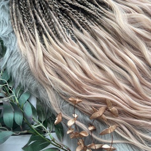 Custom Powder Blonde Wavy Dreadlock Extensions – Handmade Loose Ends DE Synthetic Dreads, Boho Festival Hair