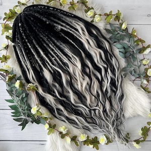 Black Blonde Ombre Dreadlock Extensions: Synthetic Wavy Boho Hair