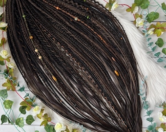 Dark Brown Dreadlocks Set – Natural Boho Synthetic Dreads, Braids & Loose Ends