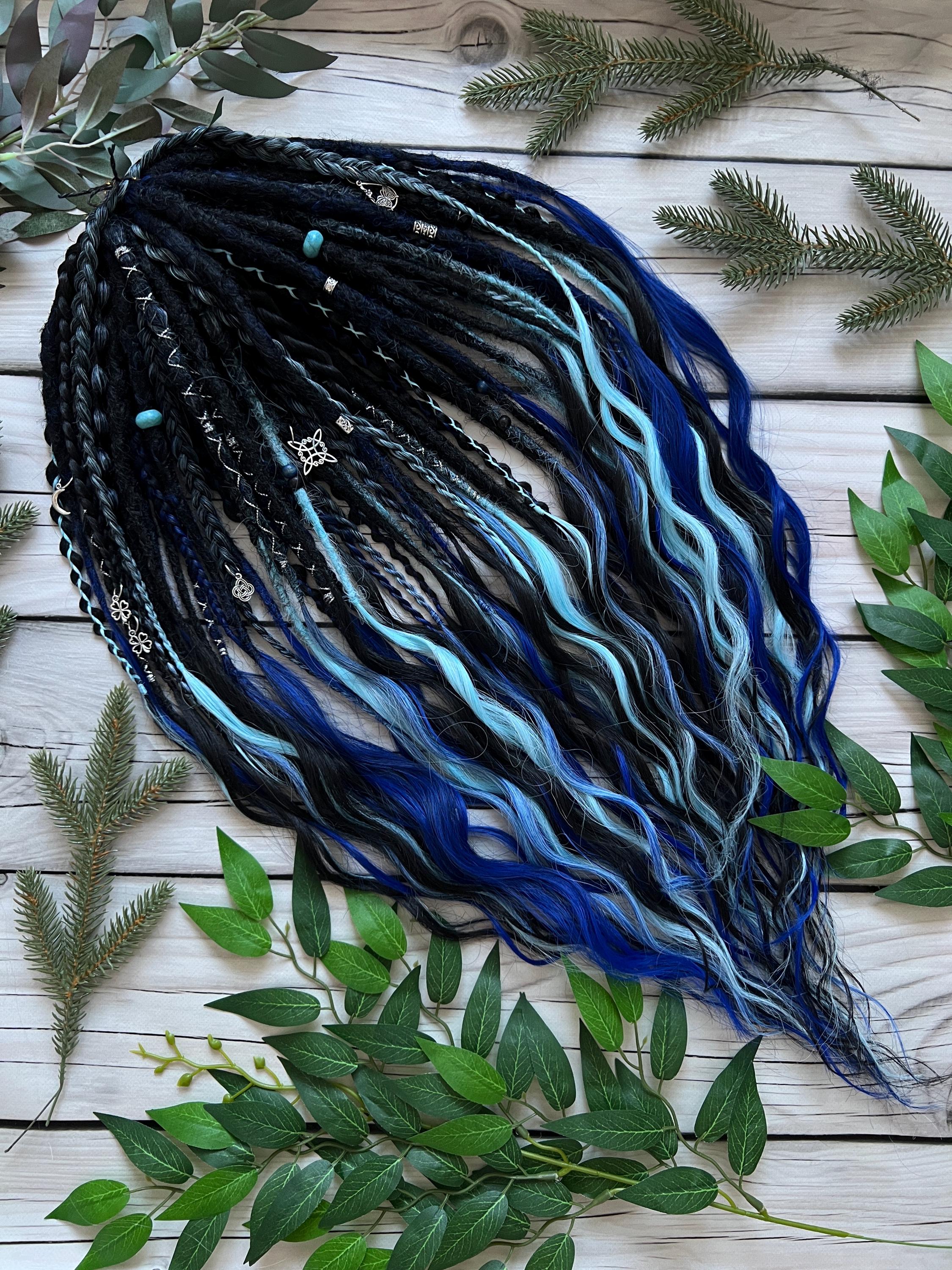 Dreadlock Extensions Black and Blue - Etsy display picture 1