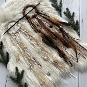 Boho Dreadlock Ring with Feathers – Handmade Hair Accessory for Dreads & Braids