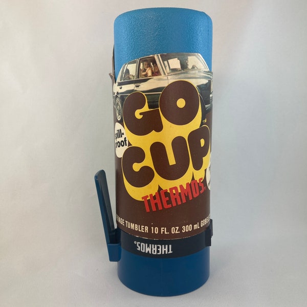 Vintage 1980s Canadian Thermos “Go Cup” New Old Stock - Fantastic Graphics!