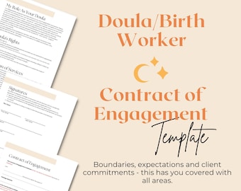 Doula/Birth Worker Contract of Engagement Editable Template | Doula Terms and Conditions | Customisable Contract | Doula Business Tools