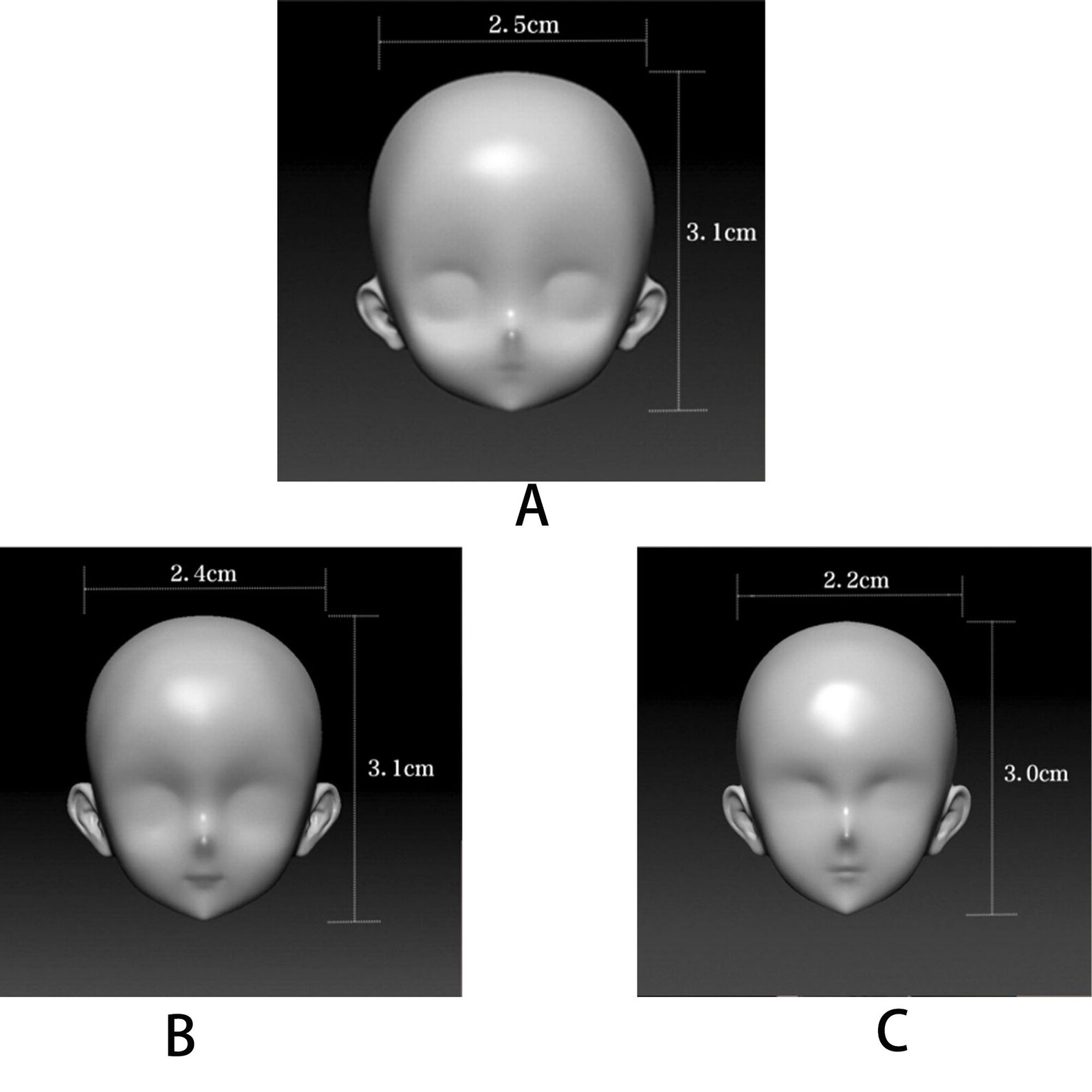 Doll Face Clay Molds,pointy Face Molds,kids Face Molds,super Clear Clay ...