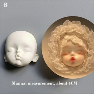 BJD Cartoon Baby Face Mold, Clay Mouth Face Mold, Silica Gel Plump Face Mold, Face Closed Eyes Cute Character Mold