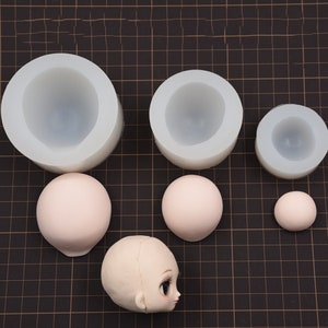 Back of the Head Mold, Back Hair Face Mold, Silicone Ultra-light Clay Soft Pottery Mold, Round Back of the Brain Mold,4/6/8 Points Face Mold