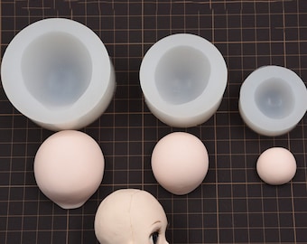 Back of the Head Mold, Back Hair Face Mold, Silicone Ultra-light Clay Soft Pottery Mold, Round Back of the Brain Mold,4/6/8 Points Face Mold