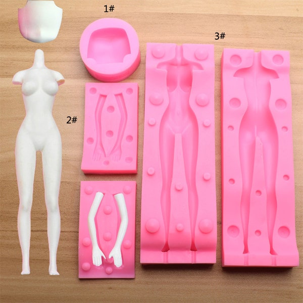 Bjd Corps Humain Féminin Corps Complet Moule, Flip Sucre Moule En Silicone Un Ensemble Complet, Diy Poupée Visage Poupée Corps Poupée Main Moule