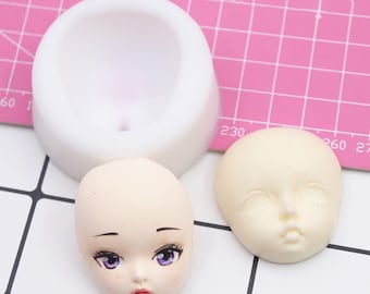 BJD Silicone Face Mold Closed-eye Doll Face Mold, DIY Handmade Face Mold, Puppet Face Head Mold, Easy-release Glue