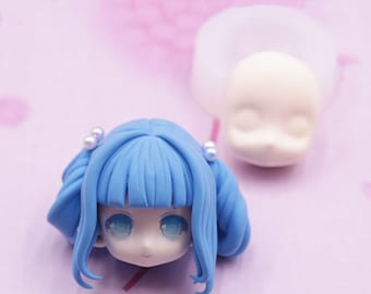Puppenkopfform, Puppengesicht, Transparente Silikonform, Fondant-Handwerk, Ton-Handwerk, ultraleichte Ton-Gesichtsform, Kopfform, Valentinstagsgeschenk