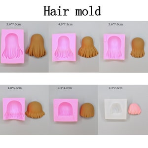 Q Version Nendoroid Long Hair Hair Mold, Doll Hair Silicone Mold, Ultra-Light Clay Silicone Hair Mold, Kawaii Bdj Hair Mold, Bjd Doll Hair