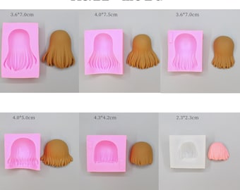 Q Version Nendoroid Long Hair Hair Mold, Doll Hair Silicone Mold, Ultra-Light Clay Silicone Hair Mold, Kawaii Bdj Hair Mold, Bjd Doll Hair