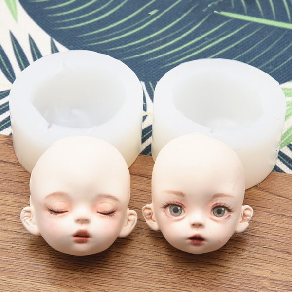 Moule pour le visage en argile super légère, moule de visage de poupée en silicone fondant, moule de poupée de bouche de moue mignon, moule de personnage de dessin animé BJD