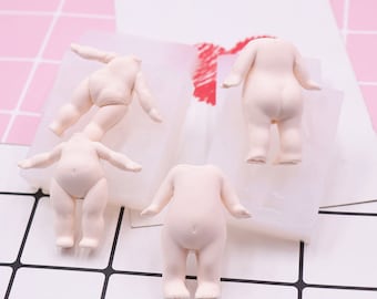 Cartoon Body Mold, Body Super Light Ton Puppe Gießform, Silikon Niedliche Fat Body Mold, Fondant Cartoon Offener Arm Puppe Körperform