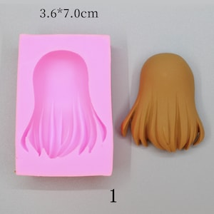 Q Version Nendoroid Long Hair Hair Mold, Doll Hair Silicone Mold, Ultra-Light Clay Silicone Hair Mold, Kawaii Bdj Hair Mold, Bjd Doll Hair