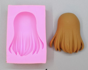 Q Version Nendoroid Lange Haare Haarform, Puppenhaar Silikonform, Ultraleichter Ton Silikon Haarform, Kawaii Bdj Haarform, Bjd Puppenhaar